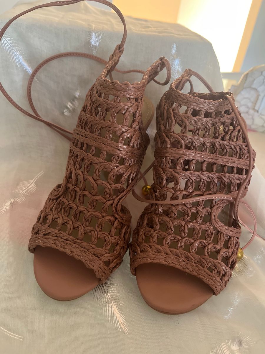 Foschini Blush Woven Lace-Up Heeled Sandals | Size 3