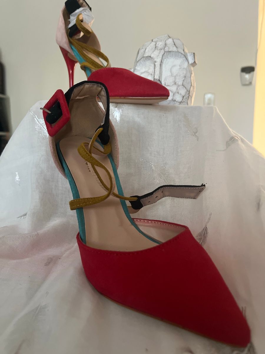Plum Colour Block Stiletto Heels | Size 3
